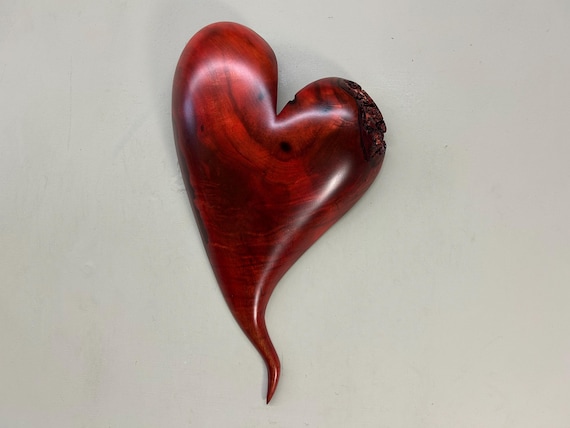 Red wood wall heart Myrtlewood gift present