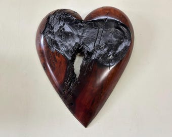 Madrone Heart Wall Art – Rustic Hand Carved Wood Sculpture