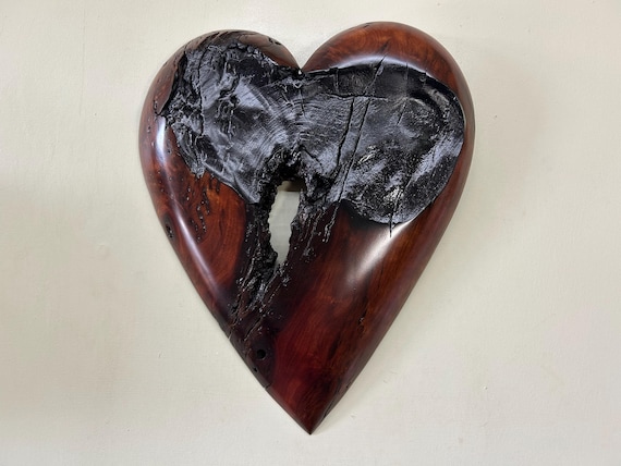 Madrone Heart Wall Art – Rustic Hand Carved Wood Sculpture