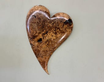 Hand Carved Maple Heart Wall Art | 5th Anniversary Gift | Rustic Home Decor | Handmade Sculpture