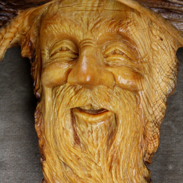 Wood Spirit Wood Carving Sculpture, Mothers Day Gift, Log Cabin Decor Gift for Him on Etsy by Gary Burns the Treewiz, Handmade in Oregon