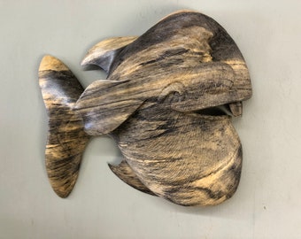 Whimsical carved Fish wood wall carving