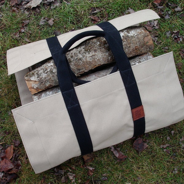 Firewood Carrier, Canvas - Firewood Bag - Wood Carrier - Gift for Men