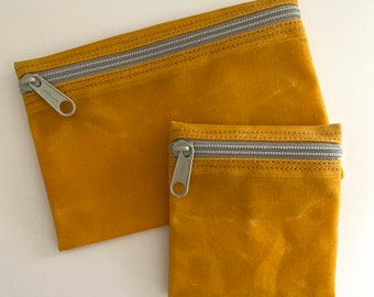 Waxed canvas zip bag,Makeup Bag, phone bag, camping zip bag, small zip pouch,condom pouch,zip wallet,cord pouch,jewelry pouch,zip bag set