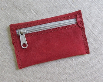 Leather zip pouch