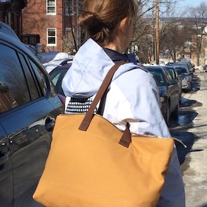 Canvas Tote Zippered, vegan zip bag, shoulder canvas bag