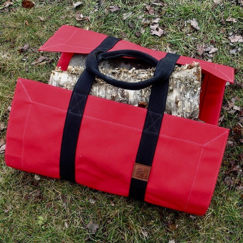 Firewood Carrier Canvas Firewood Bag Wood Carrier Gift Etsy