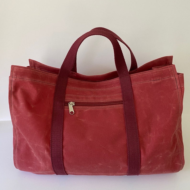 Waxed Canvas Tote Bag Red