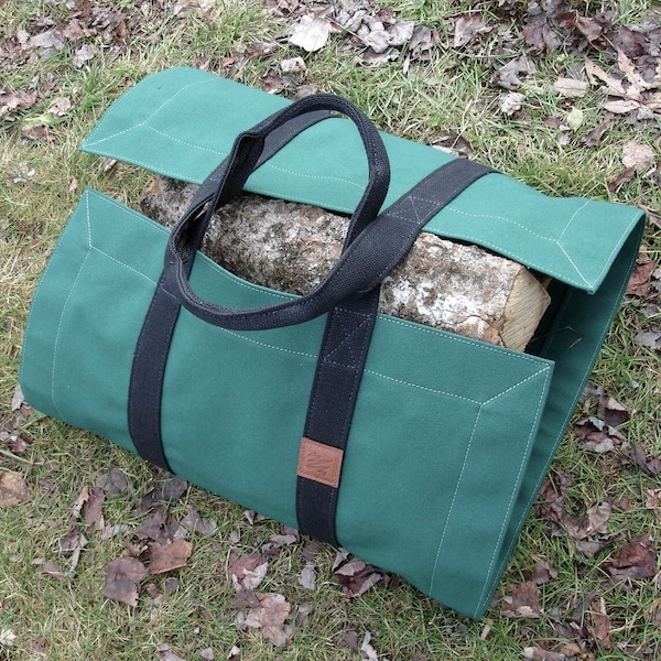 Firewood Carrier, Canvas Firewood Tote, Firewood Tote, Firewood Bag, Gift for Men, Canvas Carrier, Wood Tote, Wood Carrier, Firewood