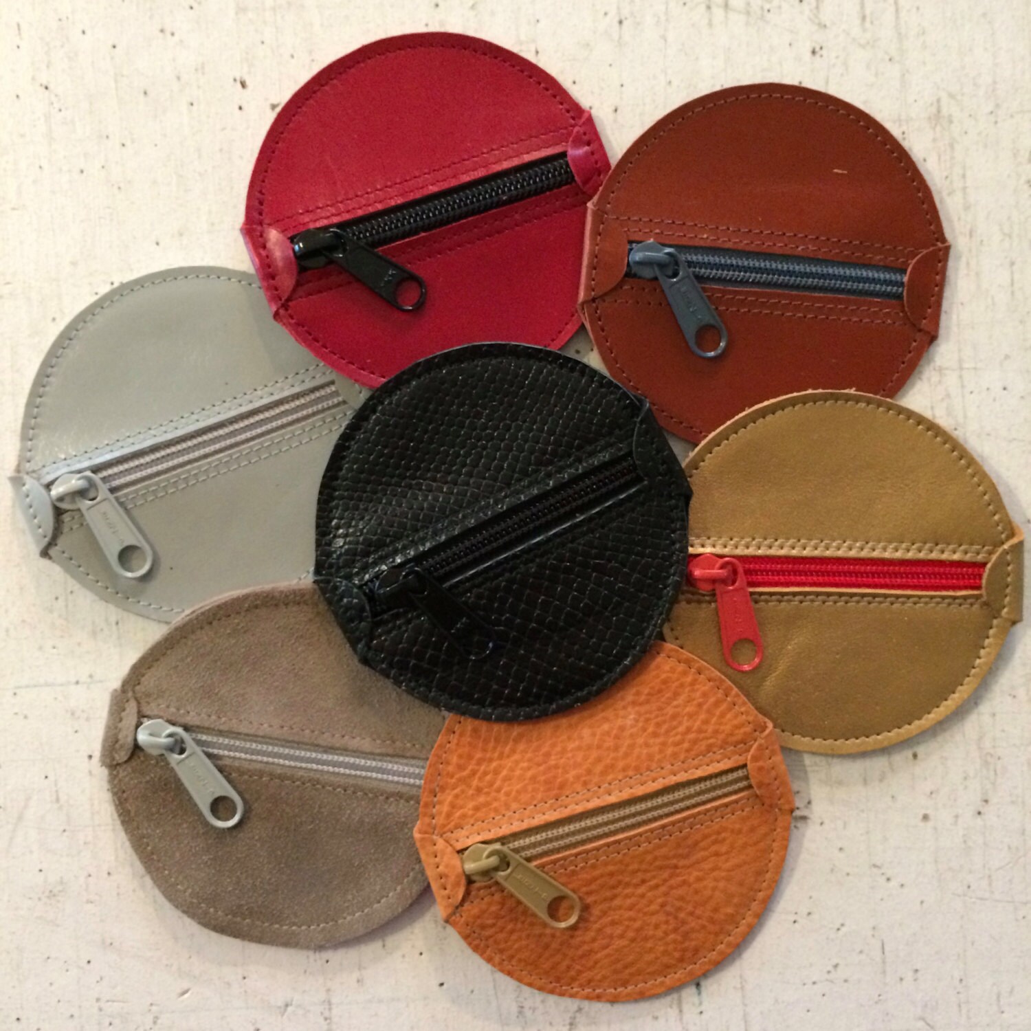 black leather change purse