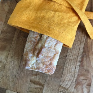 Linen Bread Baguette Bag, Reusable Kitchen Storage