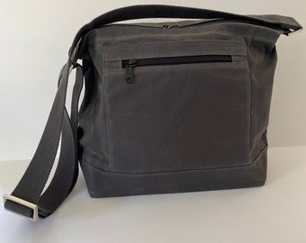 Waxed Canvas Cross-Body Bag w/exterior pocket