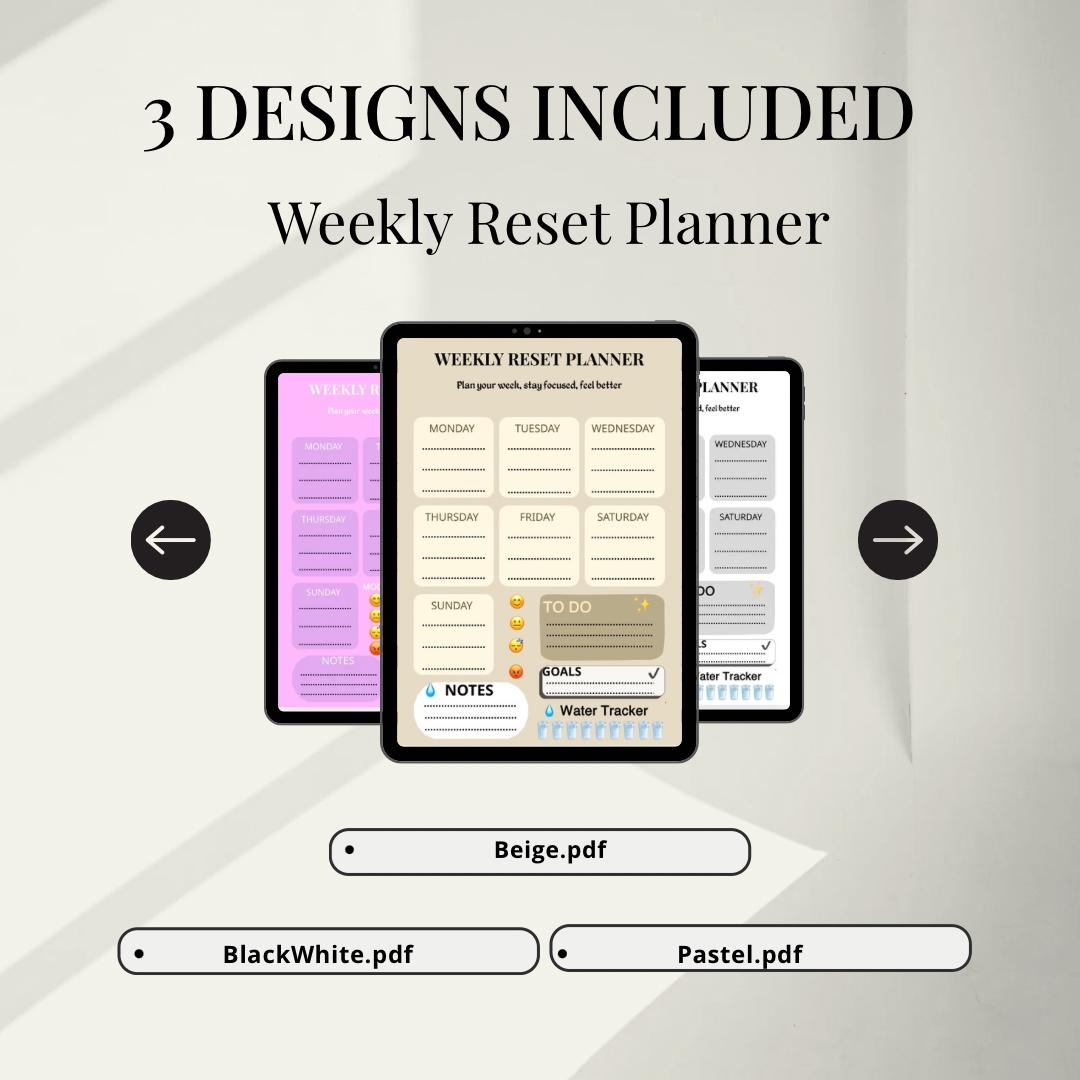 Minimal Weekly Planner Printable Bundle | 3 Aesthetic Designs | Beige ...