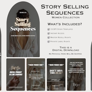 女性ストーリー販売シーケンス顔のないマーケティングPLR MrrストーリーデジタルマーケティングDFYテンプレート