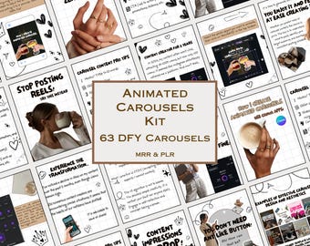 Animated Instagram Carousels Kit 63 DFY Carousel Template PLR MRR Digital Marketing