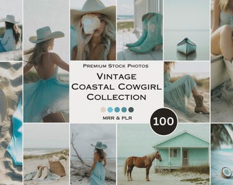 Coastal Cowgirl Stock Photos Vintage Beach Boho Aesthetic Photos Faceless Marketing Plr Mrr Reel Cover