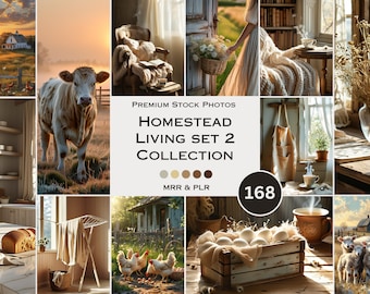 Homestead Living Set 2 Stock Photos Farm Chicken Cow Peaceful Aesthetic Photos Faceless Marketing Plr Mrr Reel Cover