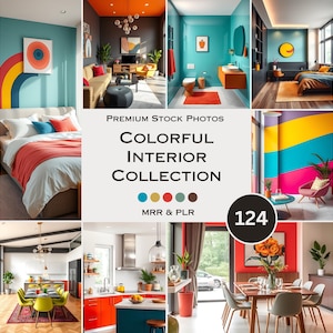 Colorful Interior Stock Photos Vibrant Living Room Bedroom Dining Room Aesthetic Photos Faceless Marketing Plr Mrr Reel Cover