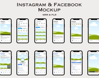 Instagram & Facebook Mockup Template Social Media Editable Canva Tenplates Social Media Feed Planner Instagram Mockup For Reels Post MRR PLR