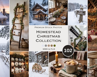 Homestead Christmas Stock Photos Christmas Farm Cottage Winter Holiday Santa Aesthetic Photos Faceless Marketing Plr Mrr Reel Cover