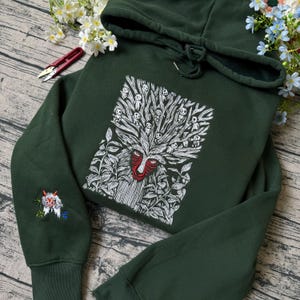 Princess Mononoke Forest Spirit Embroidered Sweatshirt And Hoodie, Mononoke Hime Shirt, Fantasy Anime, Ghibli Aesthetic Graphic Unisex Shirt image 8