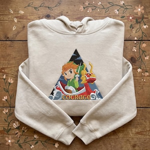 Geborduurd sweatshirt en hoodie met Zelda Toon Link-print, The Legend of Zelda: The Wind Waker quarterzip, Nintendo gamer merchandise, cadeau voor Zelda-fans