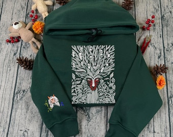 Sweat-shirt brodé et sweat à capuche princesse Mononoke Forest Spirit, chemise Hime Mononoke, anime fantastique, chemise unisexe graphique esthétique Ghibli