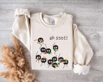 Ah Soot Sprites Embroidered Sweatshirt, Spirited Away Embroidered Hoodie, Fantasy Anime Inspired, Ghibli Aesthetic Graphic Unisex Shirt