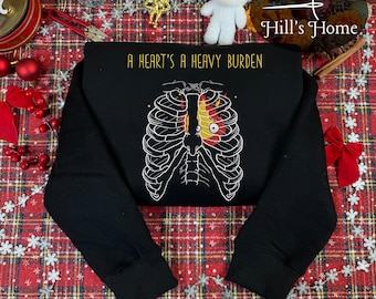 A Heart's A Heavy Burden Embroidered Sweatshirt, Calcifer Howls Moving Castle Embroidered Hoodie, Ghibli Aesthetic Graphic Unisex Shirt