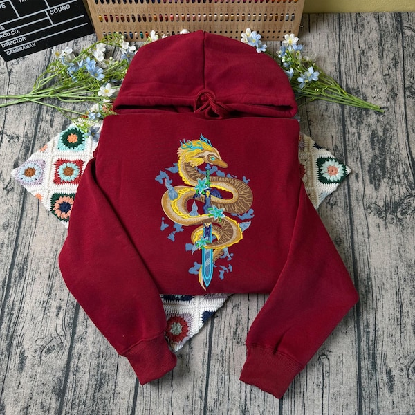 Zelda Light Dragon Master Sword Embroidered Sweatshirt And Hoodie, Tears of the Kingdom Jumper, Nintendo Gamer merch, Gift for Zelda Fans