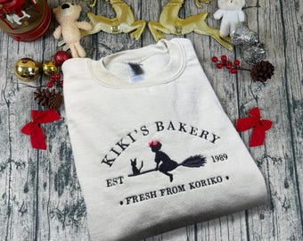 Kiki's Bakery Fresh From Koriko Embroidered Sweatshirt,  Kiki Takayama Embroidered Hoodie, Ghibli Aesthetic Graphic Unisex Shirt, Anime Gift