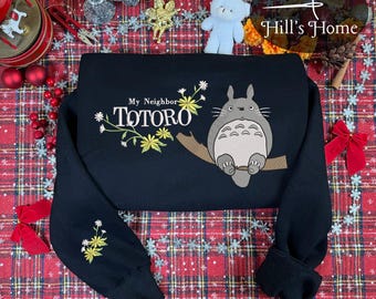 My Neighbor Totoro Embroidered Sweatshirt And Hoodie, Totoro Jumper, Fantasy Anime, Ghibli Aesthetic Graphic Unisex Shirt