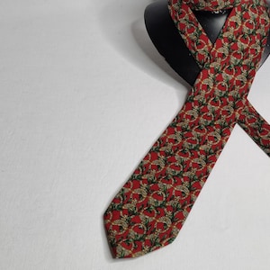 Christian Dior Monsieur Silk Tie in Red, Gold & Green Baroque Pattern, 1980s-90s