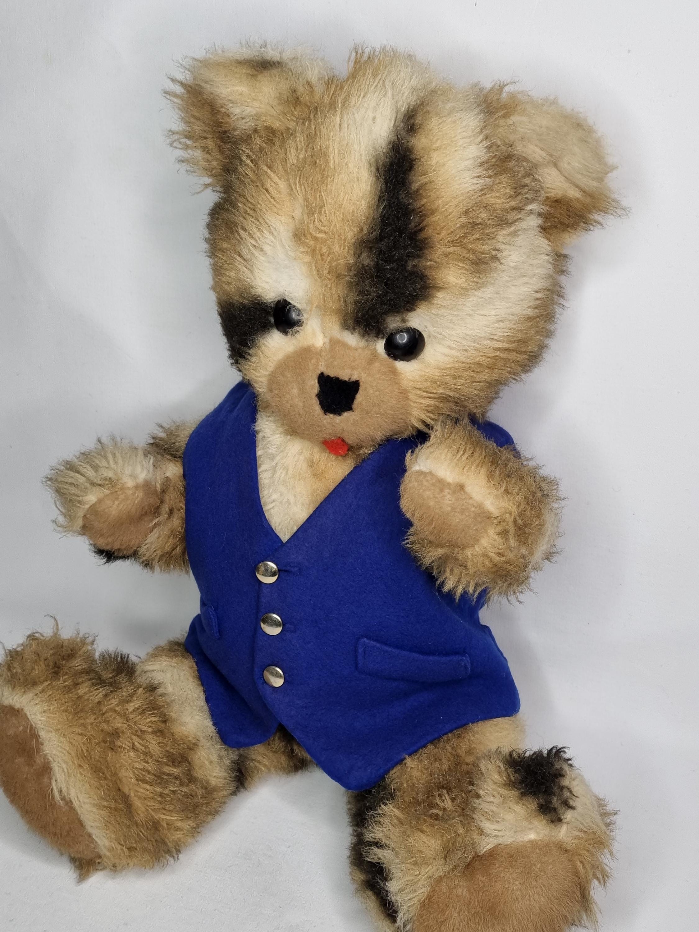 Ours vintage bicolore : Achat occasion | Peluches Blanchet Bleu Tissu Très bon état