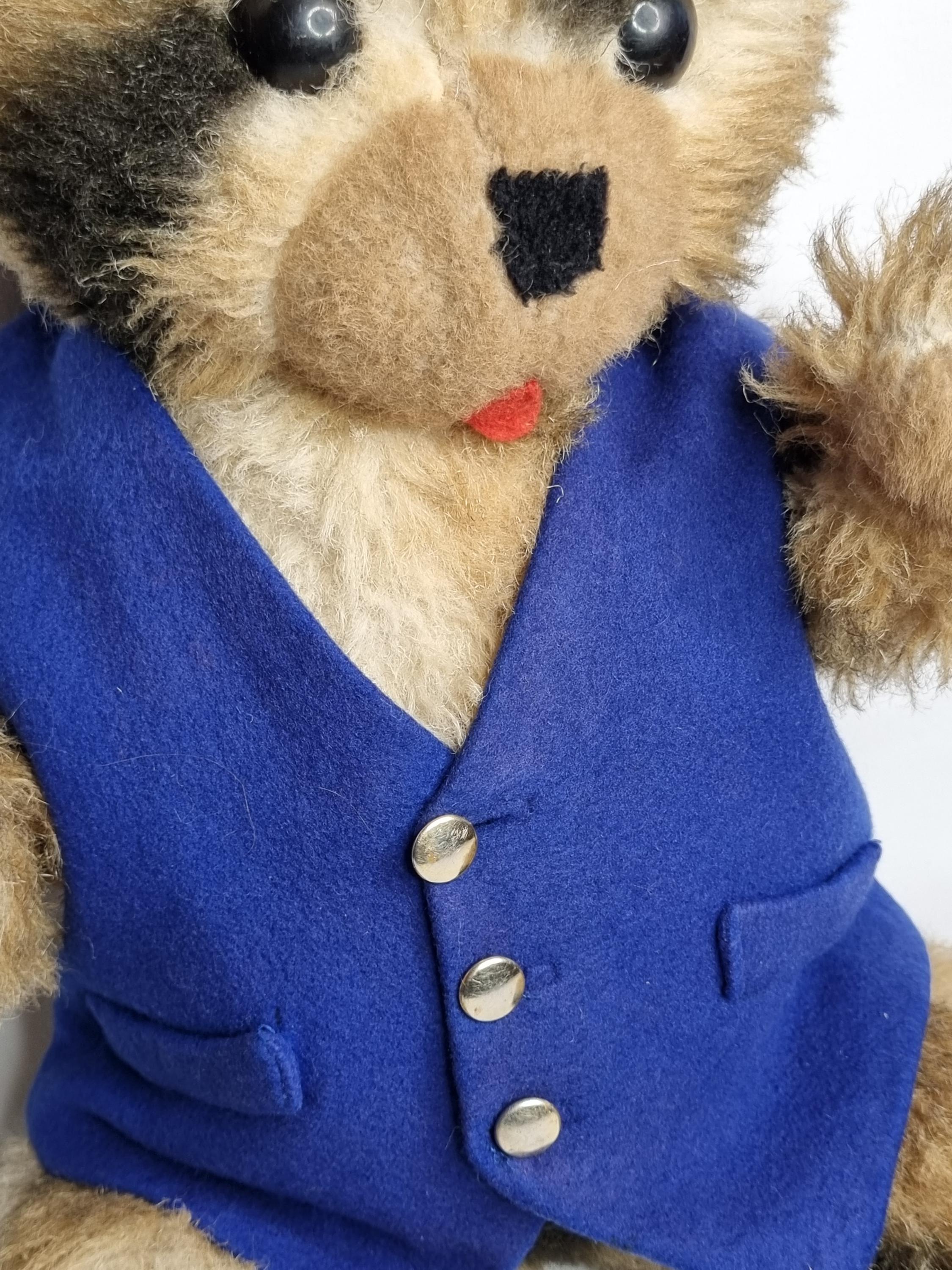 Ancien Ours En Peluche Bicolore 1950/60 – Rose Et Bleu – Usé Mais Trop Mignon – 19,5 Cm