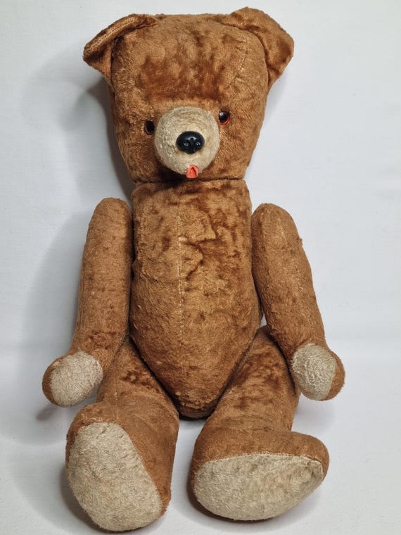 Ancien Ours Nounours Peluche Rembourrage Paille 36 Cm