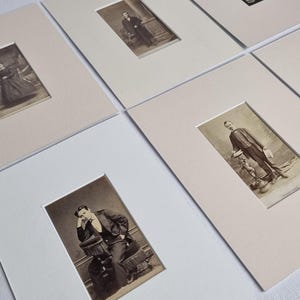 Set of 6 vintage mounted photographs, 19th-century studio portraits, men, women, and children