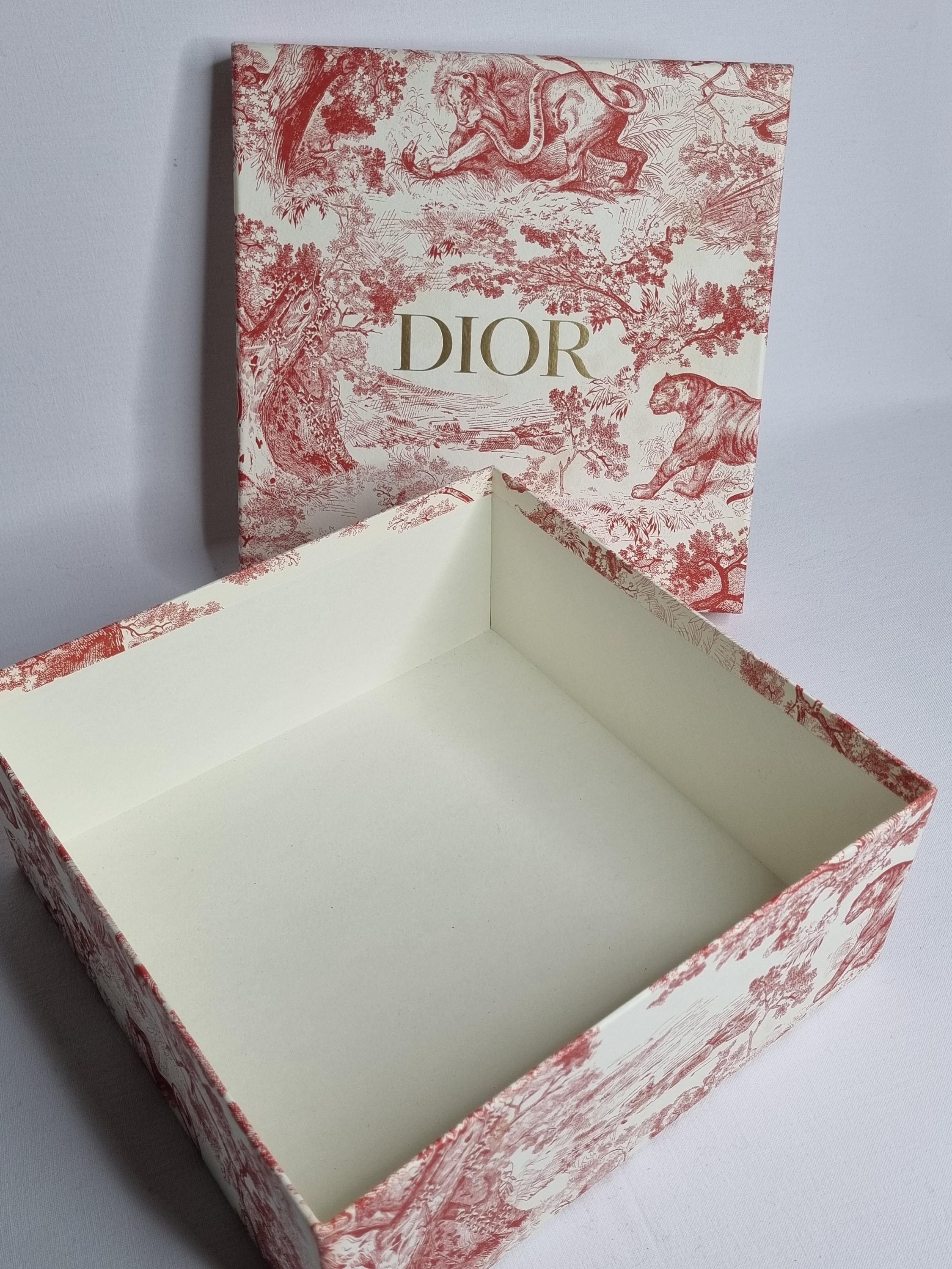 Dior Cardboard Box With Red Toile De Jouy Animal Print – 24 X 24 X