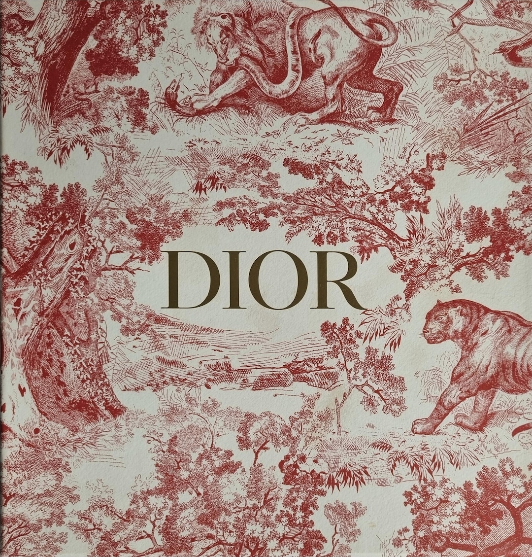 Dior Cardboard Box With Red Toile De Jouy Animal Print – 24 X 24 X