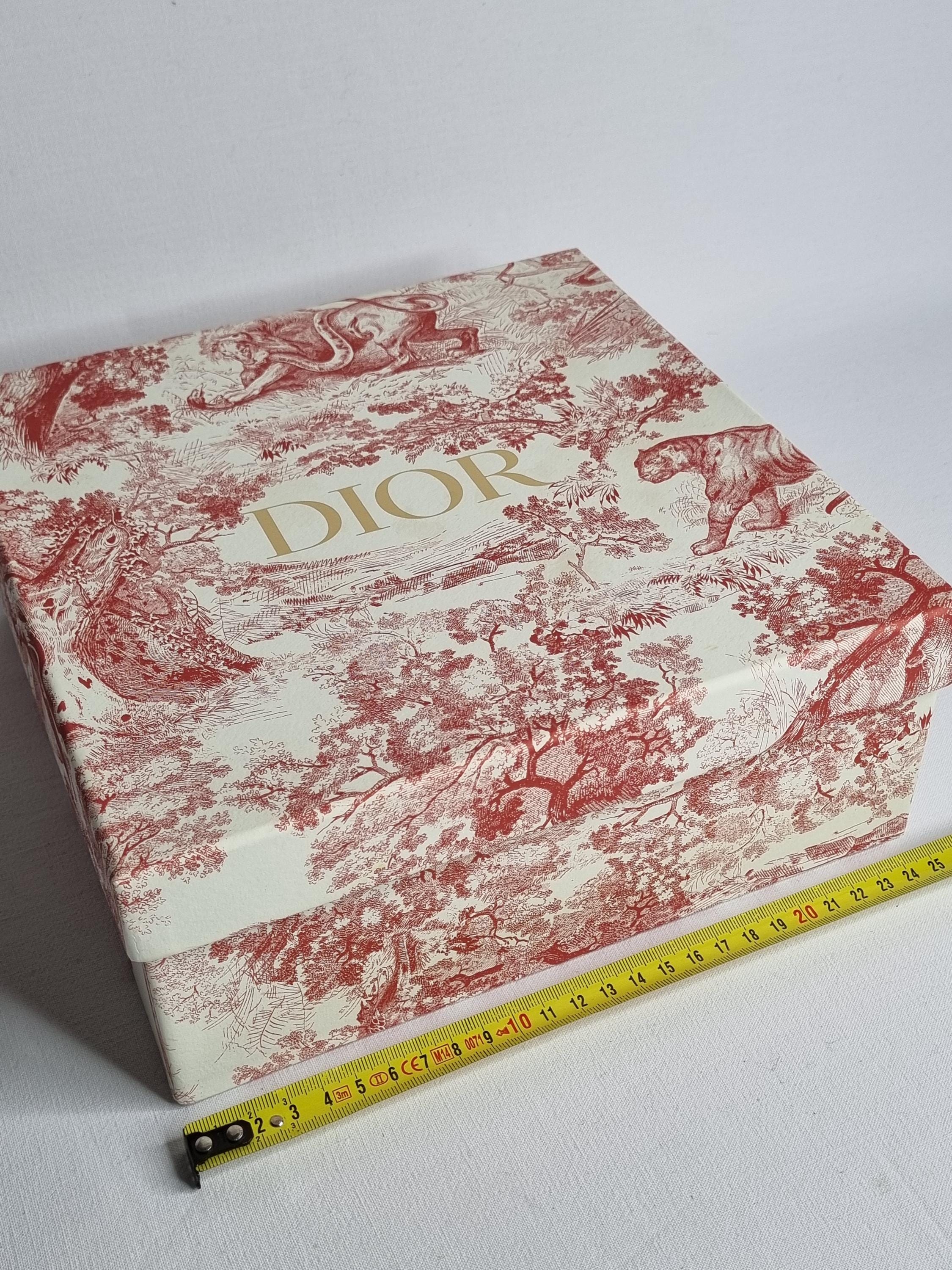 Dior Cardboard Box With Red Toile De Jouy Animal Print – 24 X 24 X