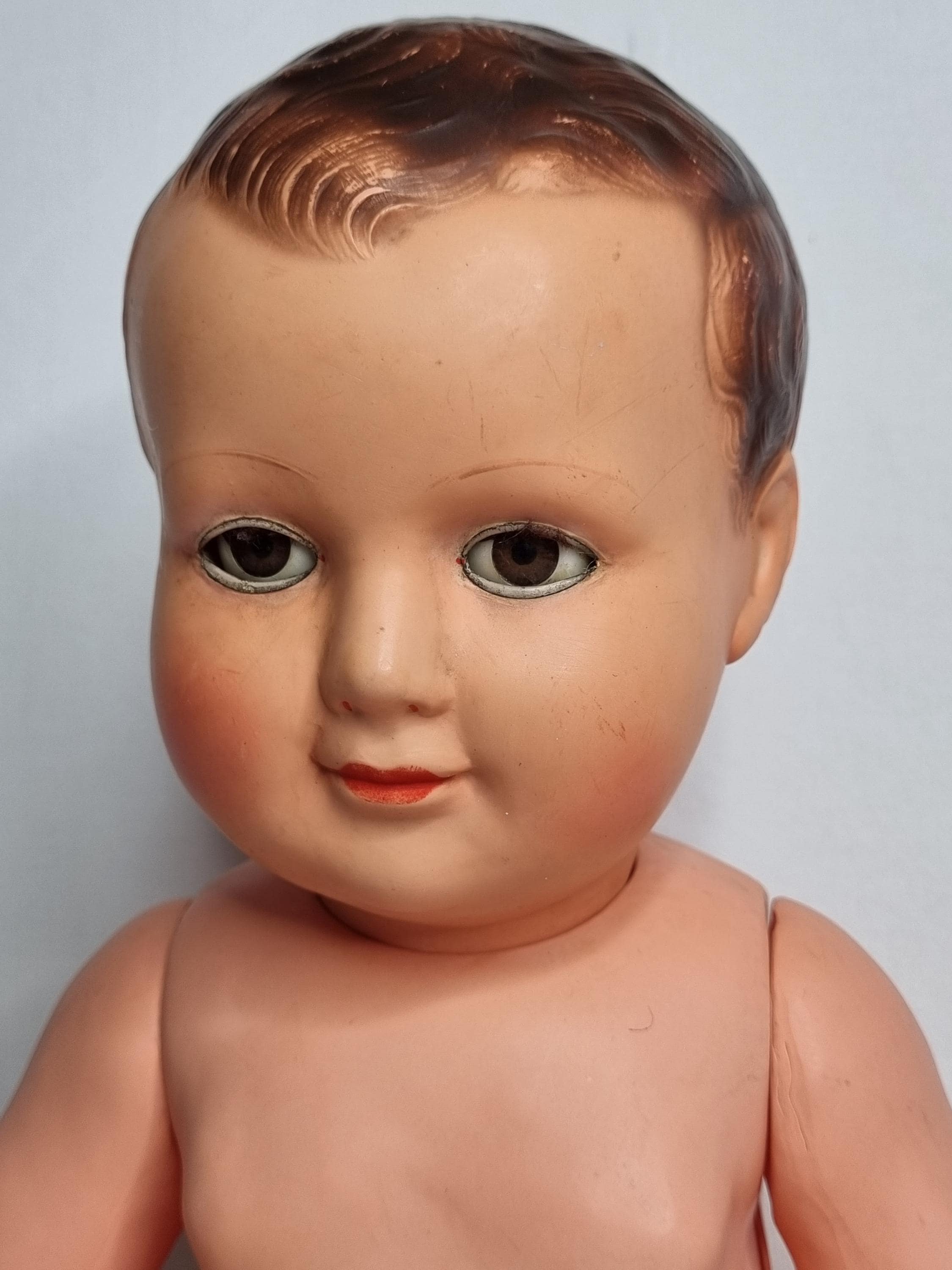 ANCIEN POUPON PETIT Collin en celluloïd-FRANCE 40 et tête d'aigle-37 cm