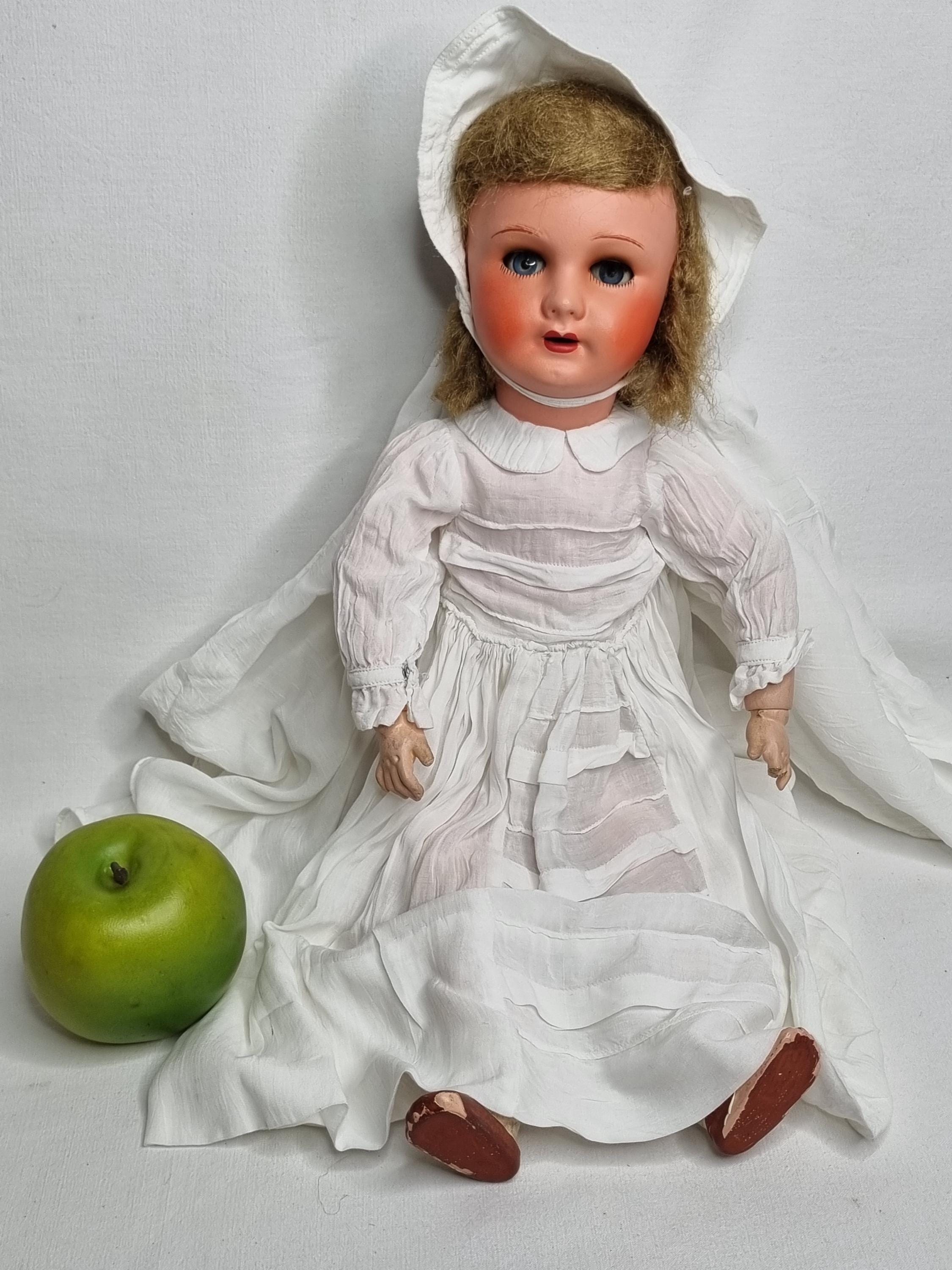 ANCIENNE POUPEE ANNEES 1940/50 COMPOSITION YEUX DORMEURS boite à voix EUR 80,00 - FR