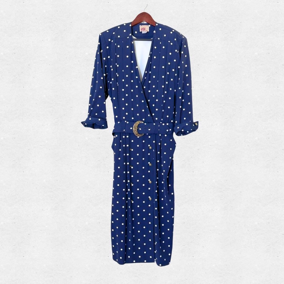 blue and white polka dot wrap dress wear it loose for