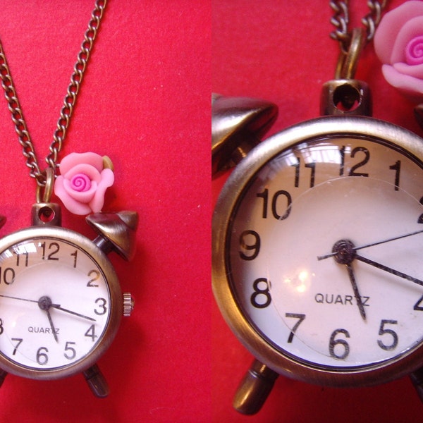 stunning vintage style clock pendant pocket watch necklace with gift box