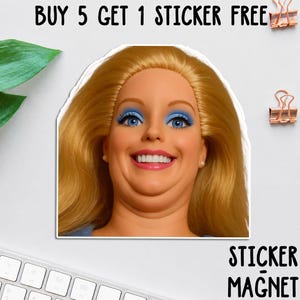 Disgusted Doll Meme Stickers, Funny Reaction Girl Sticker, Sassy Attitude Doll Magnet, Relatable Mood Meme, Waterproof Laptop Sticker Gift