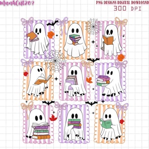 Funny Book Lover Halloween PNG, Cute Ghost Book Nerd, Ghost Halloween PNG, Ghost PNG, Teacher Png, Librarian Sublimation, Spooky Season Png
