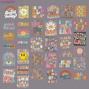 30+ Speech Therapy Png Bundle, Speech Therapist Sublimation Designs, Slp Png, Speech Language Pathologist Png, Retro Groovy Dalmatian Dots