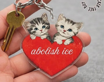 Abolish ICE Acrylic Keychain, Activist Key Tag, Human Rights Gift