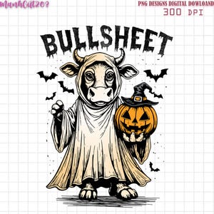 Retro Bullsheet Halloween Png, Moo I Mean Boo Png, Funny Halloween Highland Cow Png, Trendy Cute Cow Shirt Design, Trick Or Treat Png