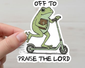 Christelijke sticker, grappige kikker weg om de Heer te prijzen sticker, sticker bijbelstudie, sticker Jezus kerk geloof humor sticker
